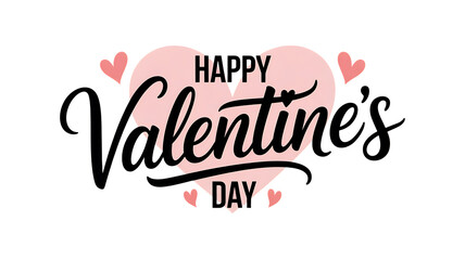 Fototapeta premium Happy valentine's day text with hearts on a pink heart shape, graphic design, celebration, love, romance, holiday, greeting card, illustration