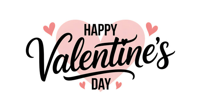 Happy valentine's day text with hearts on a pink heart shape, graphic design, celebration, love, romance, holiday, greeting card, illustration - Powered by Adobe