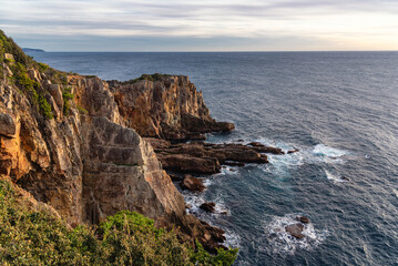 Dramatic Coastal Cliffs and Ocean Waves