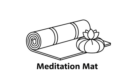 Linear yoga mat with zen lotus flower for meditation and wellness
