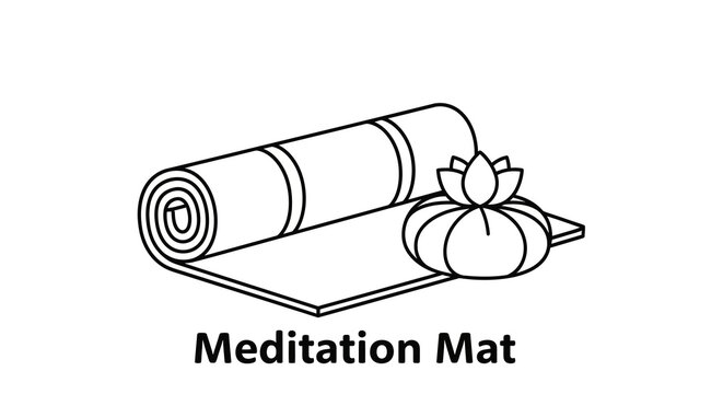 Linear yoga mat with zen lotus flower for meditation and wellness - Powered by Adobe