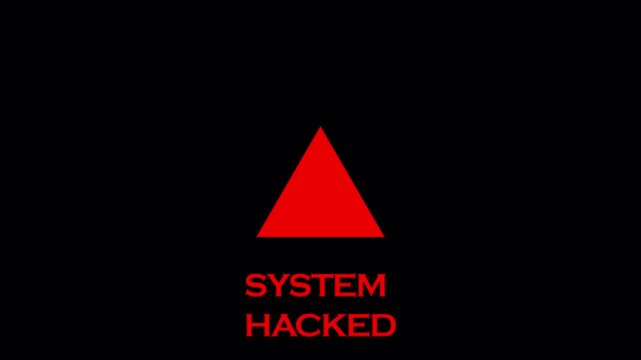 System haking, data breach and warning with transparent background system hacked animation in  4K animation
