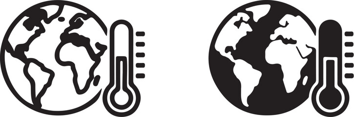 Earth Globe With Thermometer Icons Showing Temperature Change planet world on transparent background