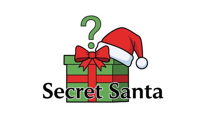 Mystery gift with santa hat and question mark for secret santa celebration - Powered by Adobe
