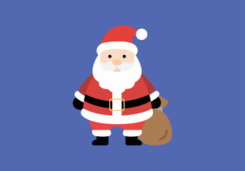 Papa Noel con saco de regalos en fondo azul