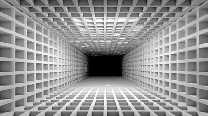 Obraz premium A white room with a large empty space and a black hole in the middle