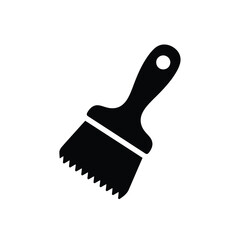 Black silhouette of a paint brush with serrated edge