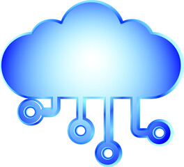 A digital cloud with connected circuits representing modern technology and data