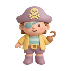 Obraz premium PNG Cute cartoon pirate character illustration.