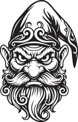 Angry Gnome Dwarf Head Mascot with Beard and Hat
