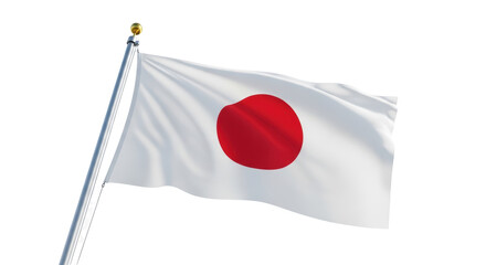 Japanese flag PNG isolated on transparent background, national symbol of Japan waving in the wind, patriotic design element