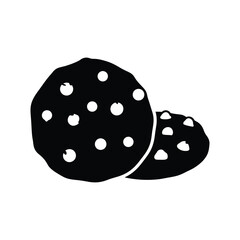 Two chocolate chip cookies simple silhouette
