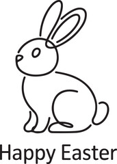 Obraz premium Continuous one line drawing of Easter Bunny. Happy Easter bunny greeting card in simple linear style. Concept vector art. one line Icon drawing