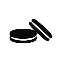 Two cream filled cookies simple graphic silhouette