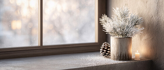 Minimal Snow-Dusted Holiday Decor in Soft Light