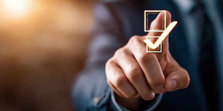 Businessman Checking a Checkbox with a Tick Mark for Selection - Powered by Adobe