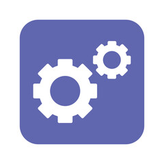Purple gear icon with two cogs for settings