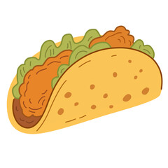 Taco Illustration in Hand-Drawn Style for Food Design Set