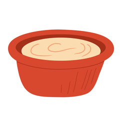 Dipping Sauce Bowl in Hand-Drawn Style for Snack Design Use
