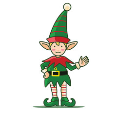 Cute Christmas Elf Cartoon Vector Illustration Mascot  Character Design 