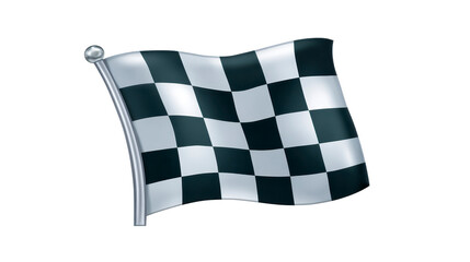 Checkered flag black and white racing competition finish line victory waving isolated symbol excitement