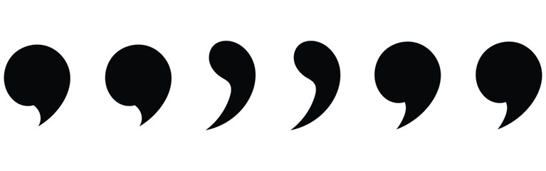 Black dark isolated quote icons set on white background. Inverted commas icon set. Different shapes inverted flat commas icon set on white page. Quote mark sets on white background. EPS 10. 