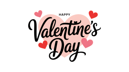 Happy valentine's day inscription with hearts, romantic celebration for couples, festive event graphic