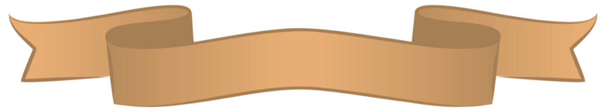 Classic, three-fold ribbon banner in a gradient gold/brown tone, perfect for traditional logos, heraldic shields, and title placement. An elegant vector element for premium and vintage design