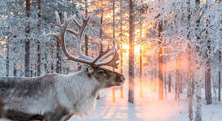 reindeer in the winter forest