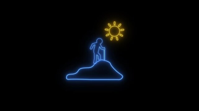 Mountain climber icon .Hiking man Silhouette. hiking man with rucksacks silhouette . Outdoor banner template Climber background .