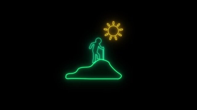 Mountain climber icon .Hiking man Silhouette. hiking man with rucksacks silhouette . Outdoor banner template Climber background .