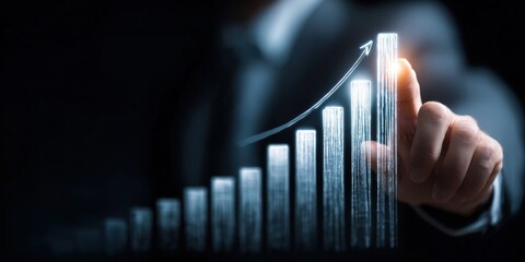 Businessman Analyzing Growth Graph for Sustainable Investment Strategy