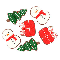 3d render christmas cookies snowman tree with transparent background
