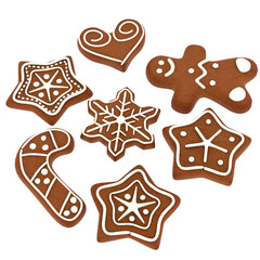 3d render gingerbread cookies set with transparent background