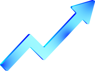 A vibrant blue arrow pointing upwards symbolizing growth and positive direction