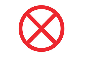 Obraz premium Red circular prohibition sign with diagonal cross representing restriction, ban, or no entry on transparent background