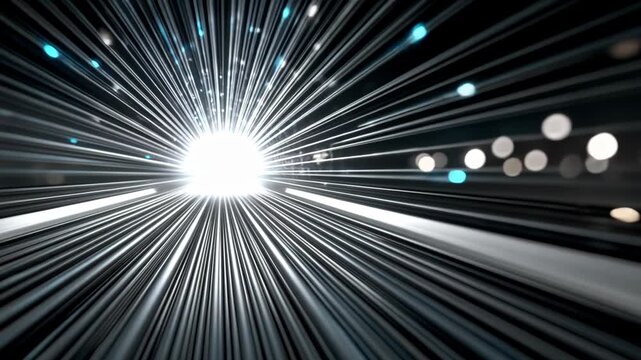 A blurry image of a road with a car in the middle. The car is surrounded by a bright light, creating a sense of motion and energy. The image conveys a feeling of excitement and movement