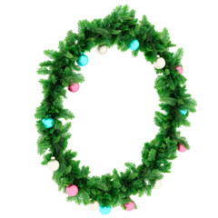 3d render christmas wreath green garland festive circle ornament ring holiday decor with transparent background