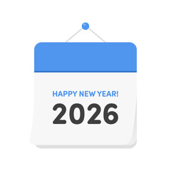 HAPPY NEW YEAR! の賀詞が入った2026年のカレンダーのアイコン - 年賀状･年賀素材