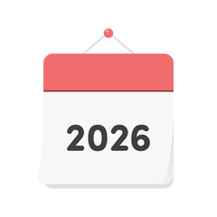 西暦2026年のカレンダーのアイコン - シンプルでおしゃれな暦や年間予定表の表紙のイメージ素材