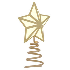 3d render christmas star topper ornament with transparent background