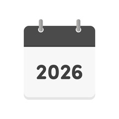 西暦2026年のカレンダーのアイコン - シンプルな暦や年間予定表の表紙のイメージイラスト素材