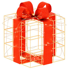 3d render open gift box lights ribbon with transparent background