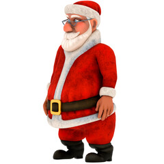 3d render santa claus character standing with transparent background