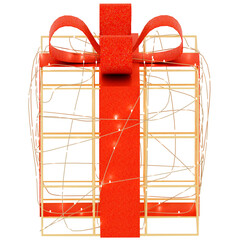 3d render open gift box lights ribbon with transparent background