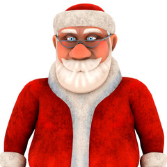 3d render santa claus character standing with transparent background