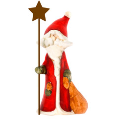 3d render santa figurine star staff with transparent background