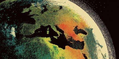 Planet Earth Halftone Grunge Vector Design Element for Creative Projects