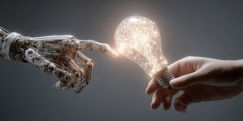 Robotic Hand and Human Touch on Data Network with Brain in Light Bulb for AI Innovation