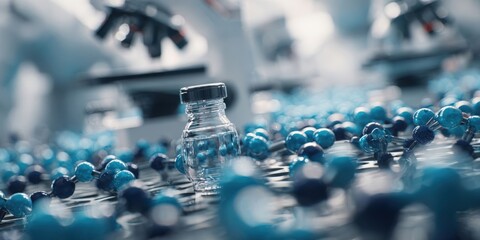 Scientists Conducting Genetic Research with Molecule Models and DNA in Laboratory